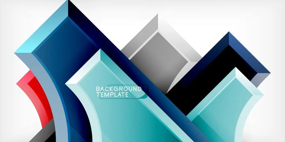 Arrow with round elements. Color geometric shapes background. Vector 스톡 일러스트