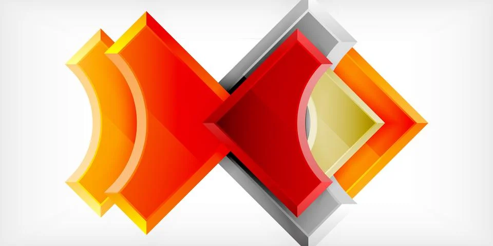 Arrow with round elements. Color geometric shapes background. Vector Illustrazione stock
