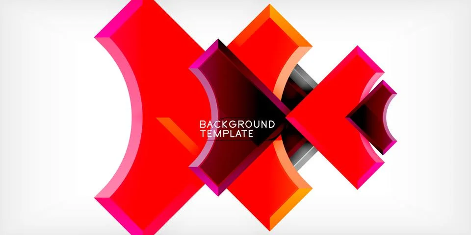 Arrow with round elements. Color geometric shapes background. Vector Illustrazione stock