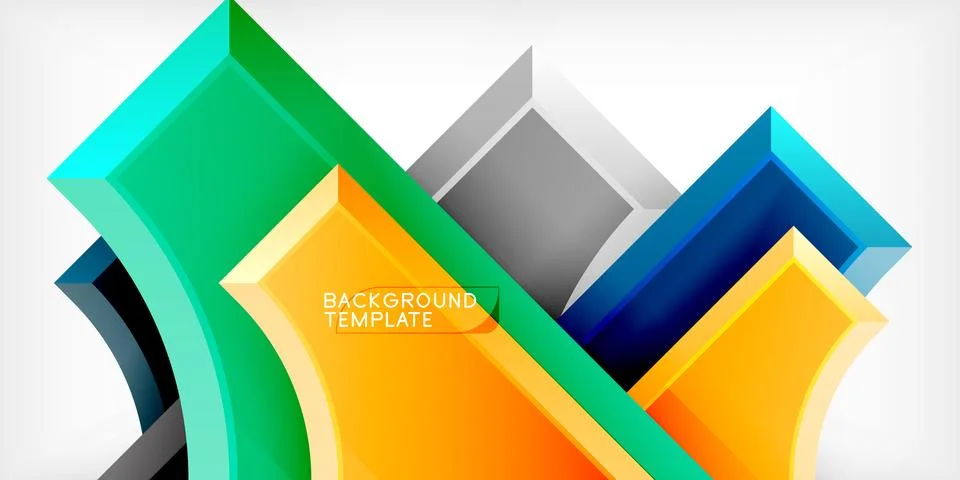 Arrow with round elements. Color geometric shapes background. Vector Stock Illustration