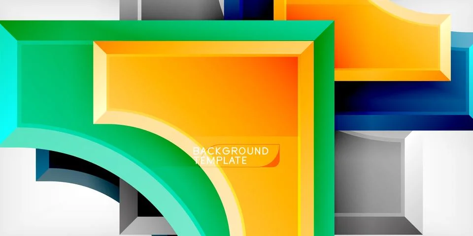 Arrow with round elements. Color geometric shapes background. Vector 스톡 일러스트