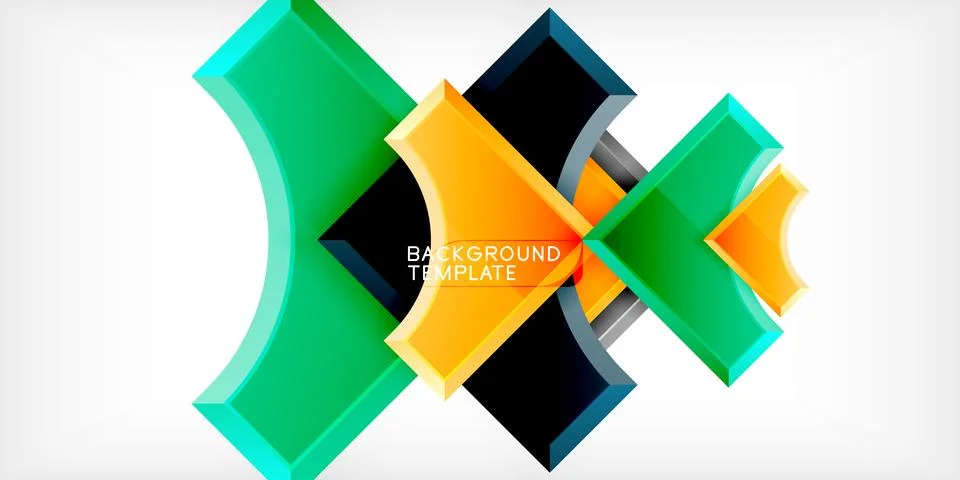 Arrow with round elements. Color geometric shapes background. Vector Stock Illustration