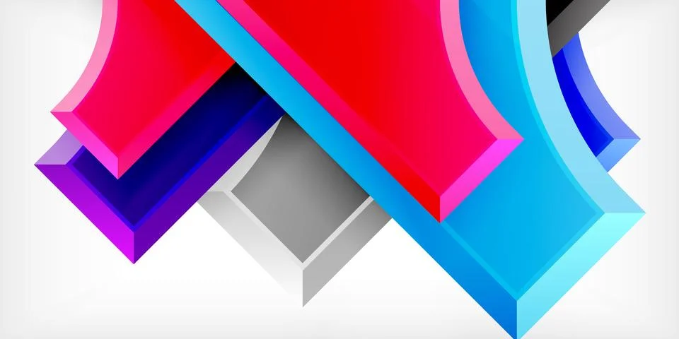 Arrow with round elements. Color geometric shapes background. Vector 스톡 일러스트
