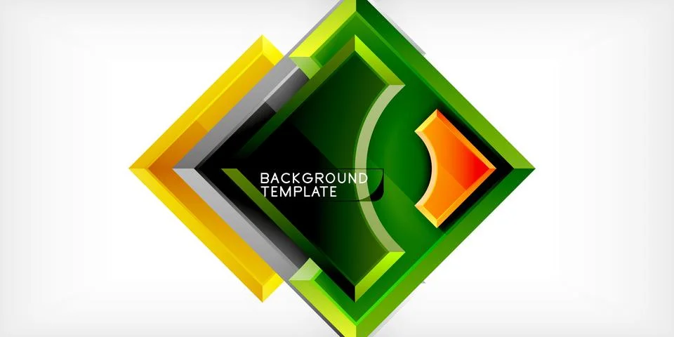 Arrow with round elements. Color geometric shapes background. Vector Stock Illustration
