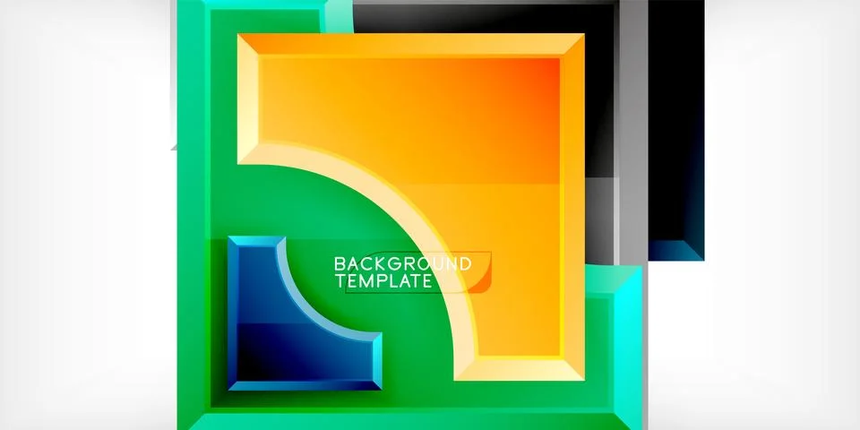 Arrow with round elements. Color geometric shapes background. Vector Stock Illustration