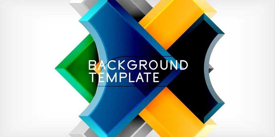 Arrow with round elements. Color geometric shapes background. Vector Stock Illustration