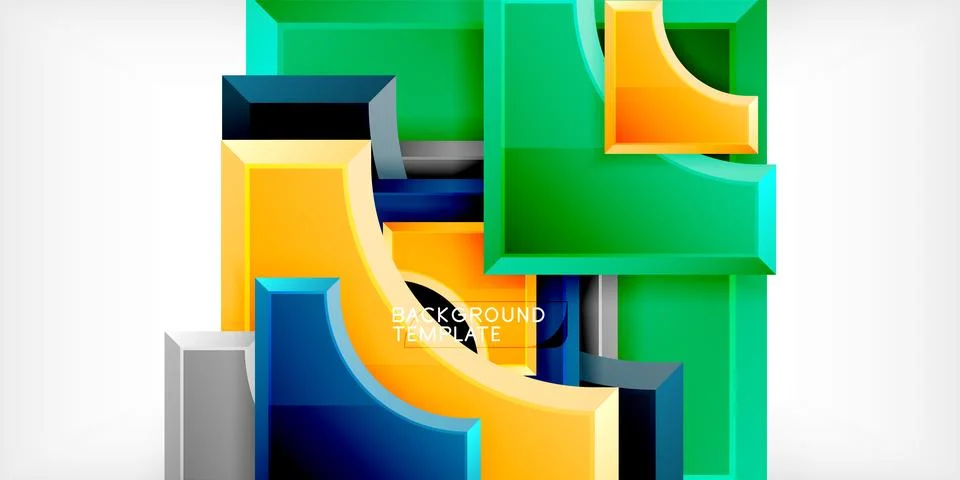 Arrow with round elements. Color geometric shapes background. Vector Illustrazione stock