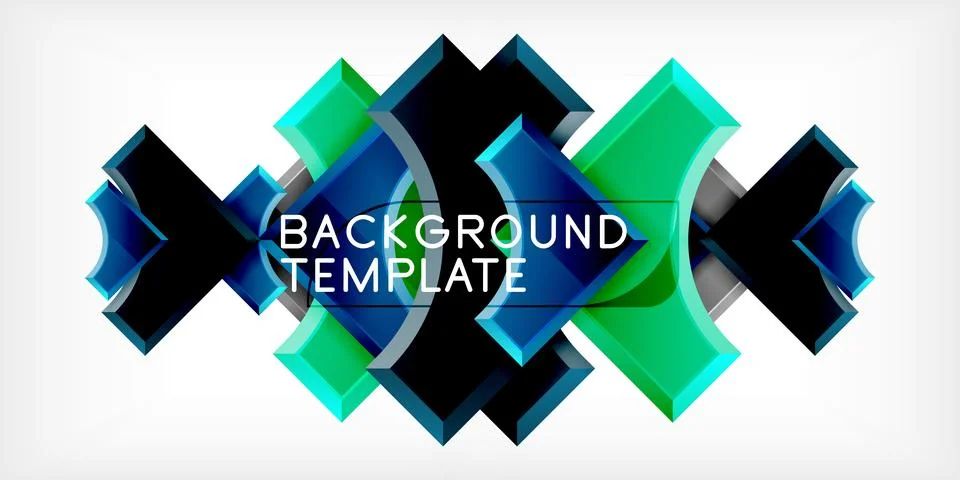 Arrow with round elements. Color geometric shapes background. Vector Stock Illustration