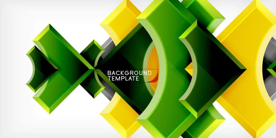 Arrow with round elements. Color geometric shapes background. Vector Illustrazione stock