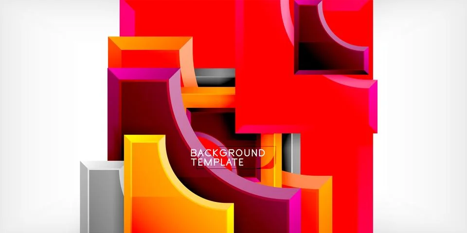 Arrow with round elements. Color geometric shapes background. Vector 스톡 일러스트