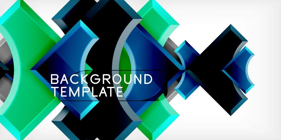 Arrow with round elements. Color geometric shapes background. Vector Stock Illustration