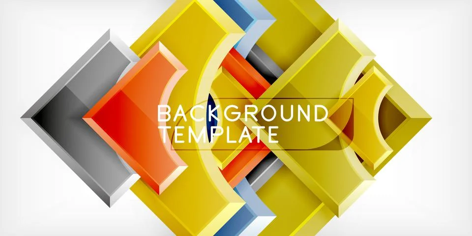 Arrow with round elements. Color geometric shapes background. Vector Stock Illustration