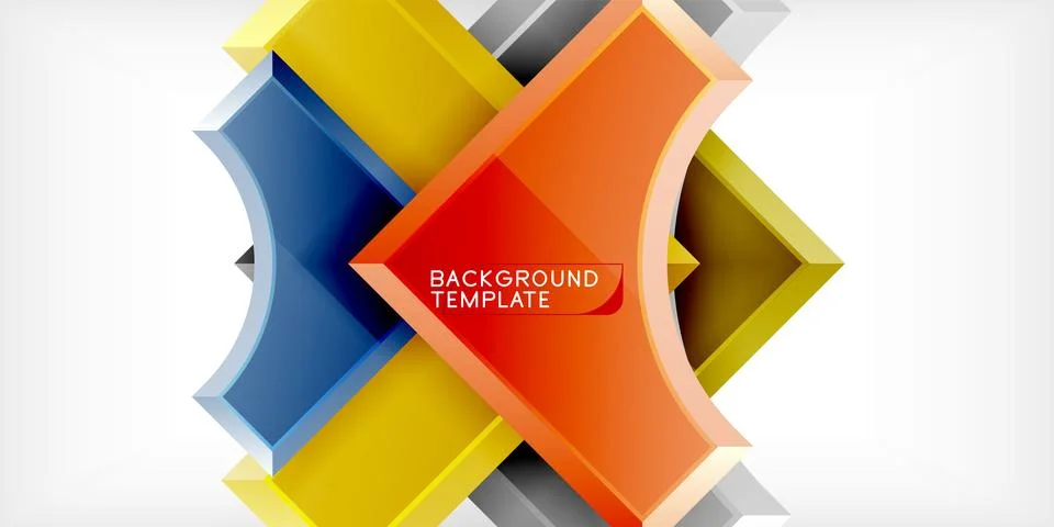 Arrow with round elements. Color geometric shapes background. Vector Stock Illustration
