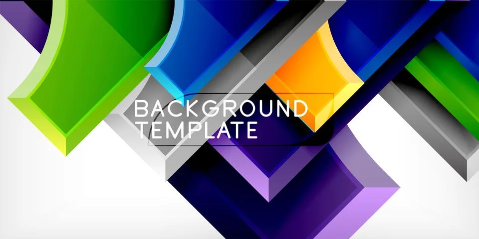 Arrow with round elements. Color geometric shapes background. Vector Stock Illustration