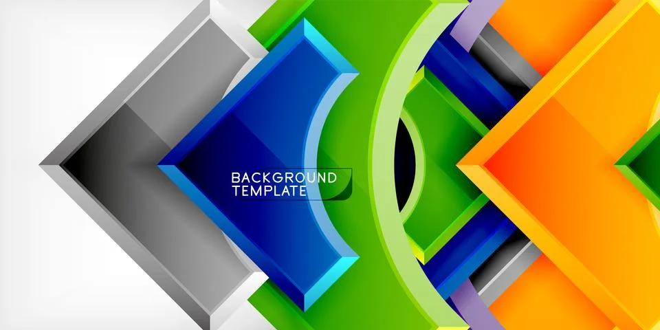 Arrow with round elements. Color geometric shapes background. Vector 스톡 일러스트