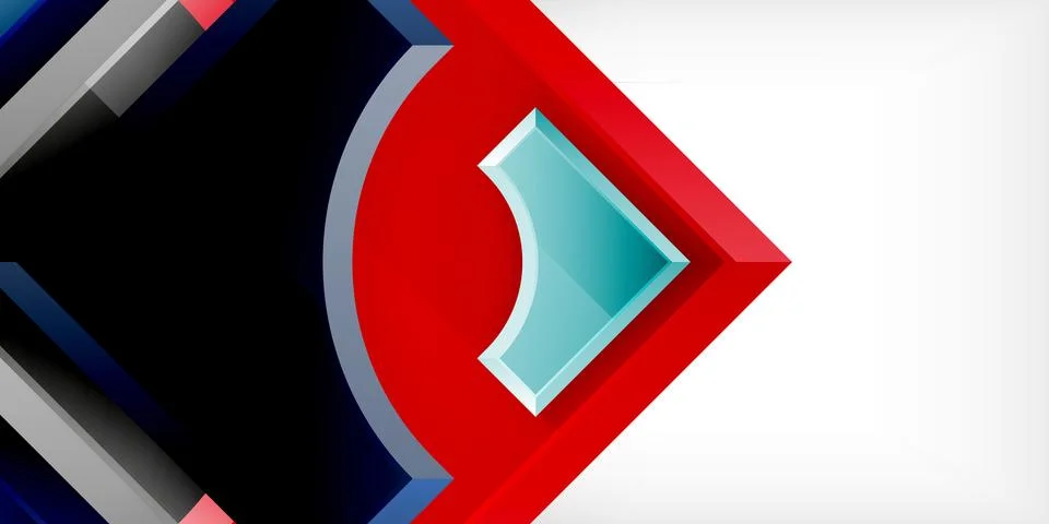 Arrow with round elements. Color geometric shapes background. Vector Stock Illustration