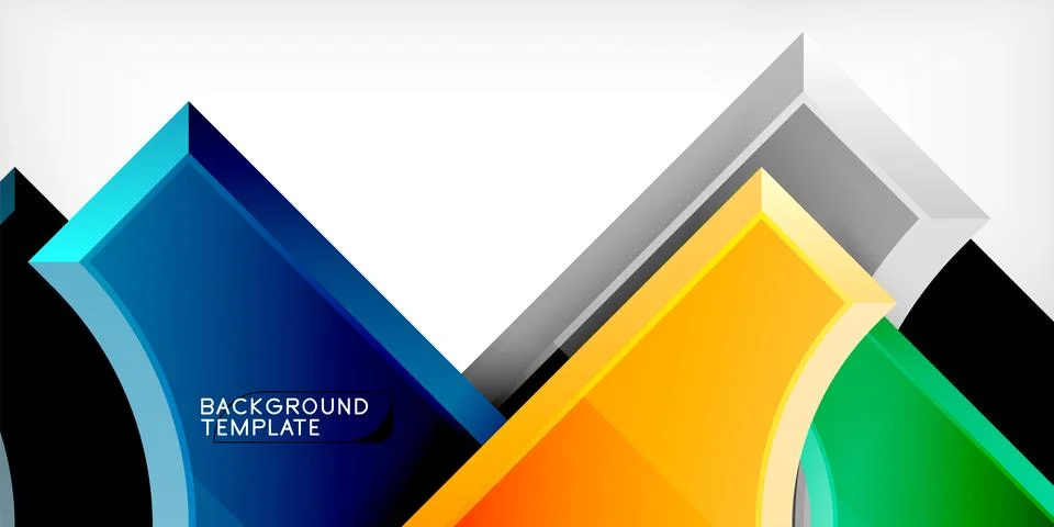 Arrow with round elements. Color geometric shapes background. Vector Stock Illustration