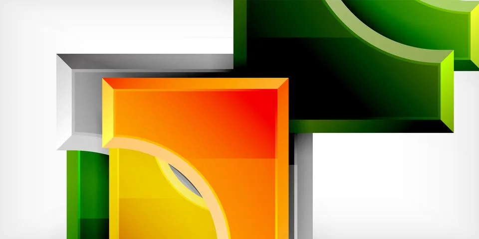 Arrow with round elements. Color geometric shapes background. Vector Illustrazione stock