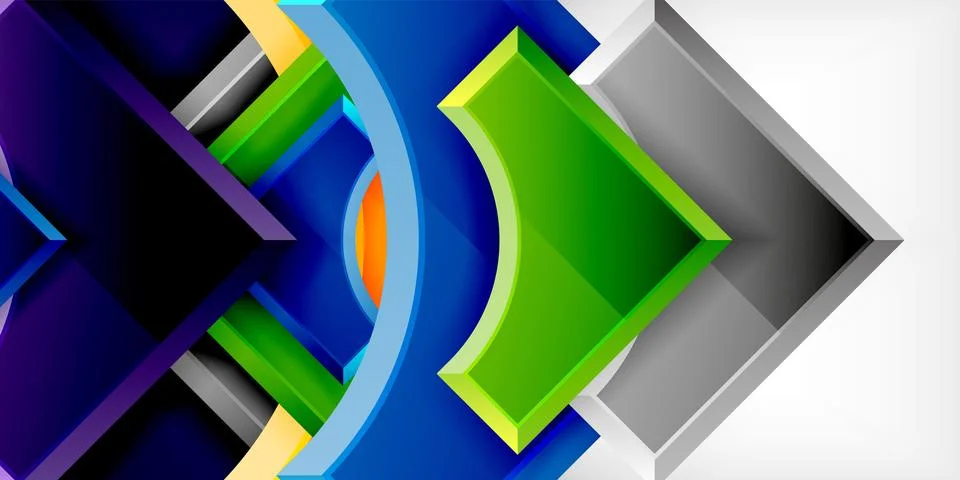 Arrow with round elements. Color geometric shapes background. Vector イラスト素材
