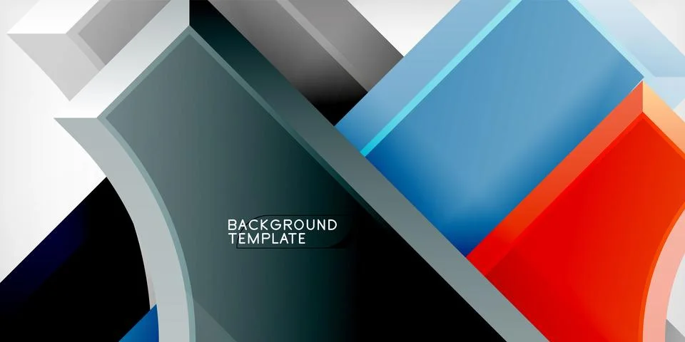 Arrow with round elements. Color geometric shapes background. Vector Illustrazione stock