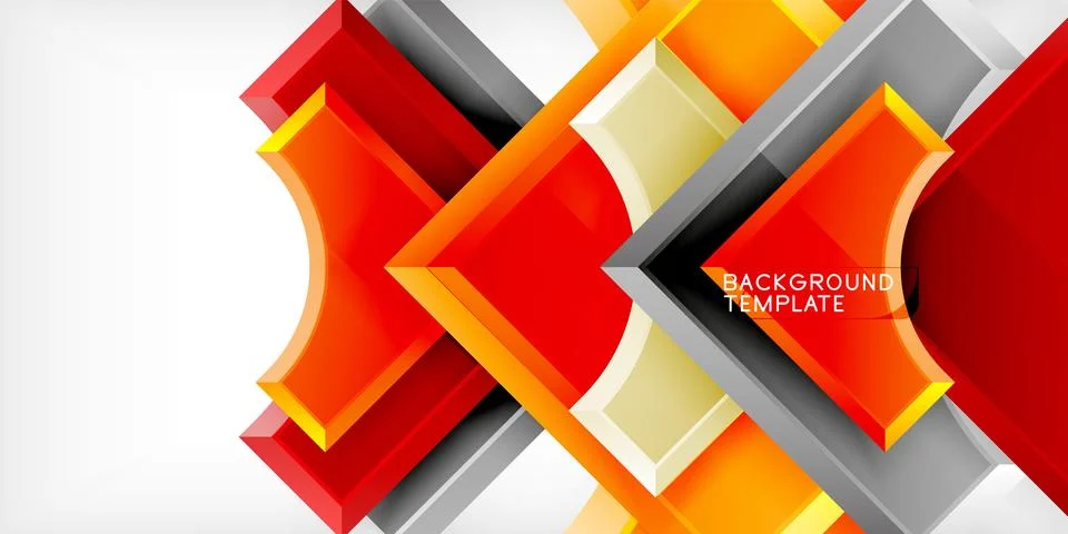 Arrow with round elements. Color geometric shapes background. Vector 스톡 일러스트