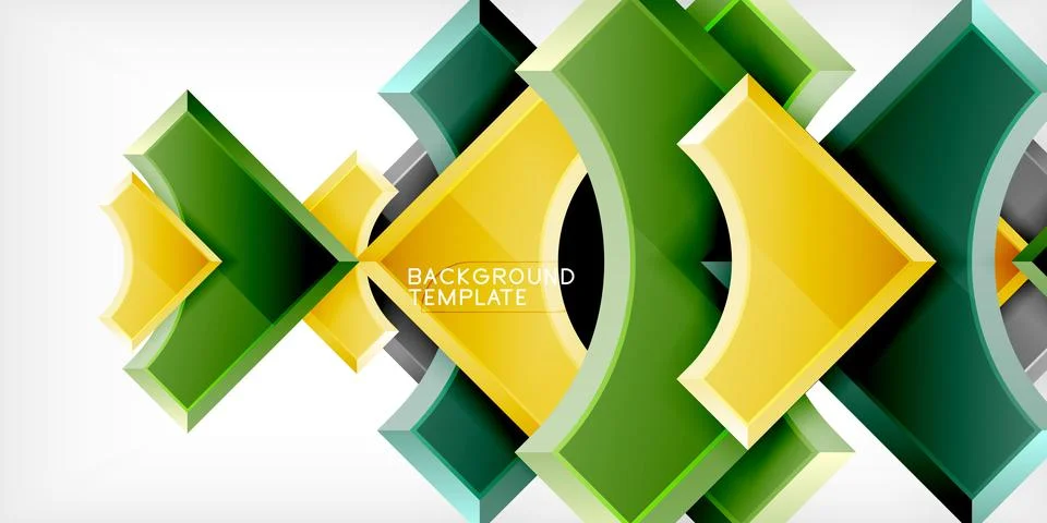 Arrow with round elements. Color geometric shapes background. Vector Illustrazione stock