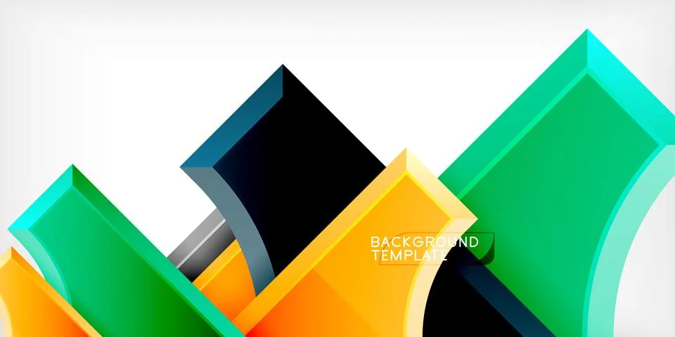 Arrow with round elements. Color geometric shapes background. Vector 스톡 일러스트