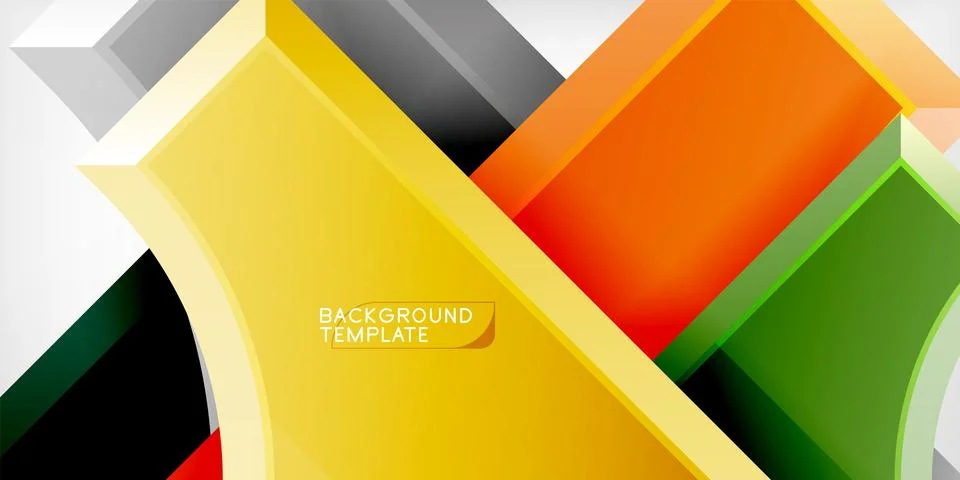 Arrow with round elements. Color geometric shapes background. Vector Illustrazione stock