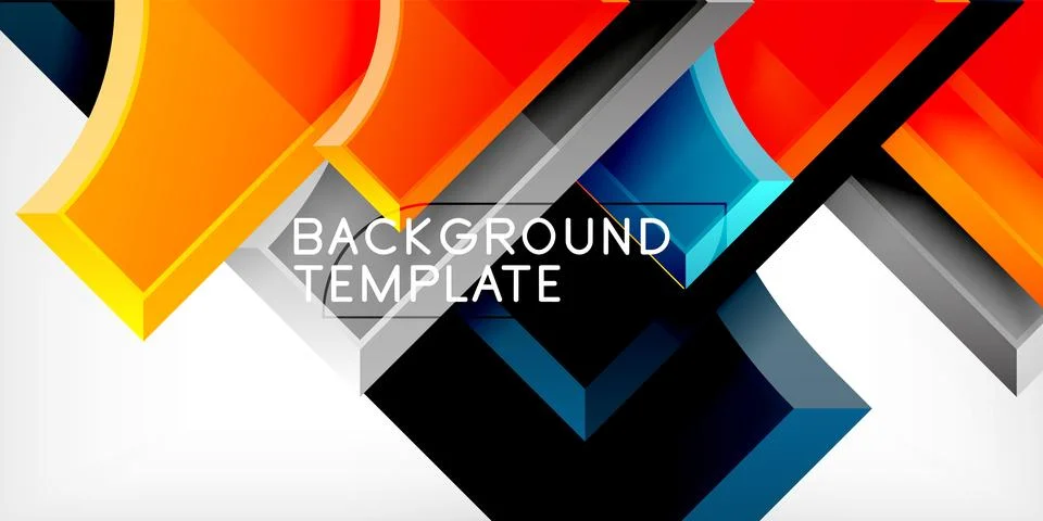 Arrow with round elements. Color geometric shapes background. Vector Stock Illustration
