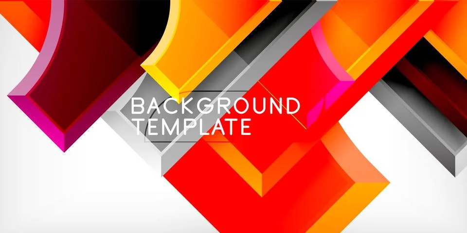 Arrow with round elements. Color geometric shapes background. Vector Illustrazione stock
