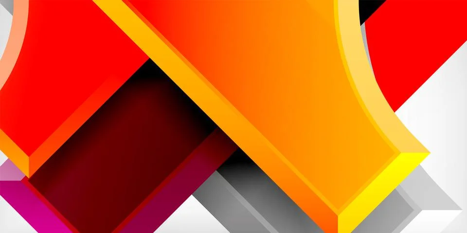 Arrow with round elements. Color geometric shapes background. Vector Stock Illustration