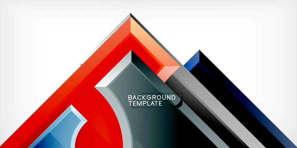 Arrow with round elements. Color geometric shapes background. Vector Stock Illustration