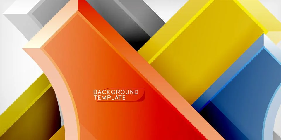 Arrow with round elements. Color geometric shapes background. Vector 스톡 일러스트