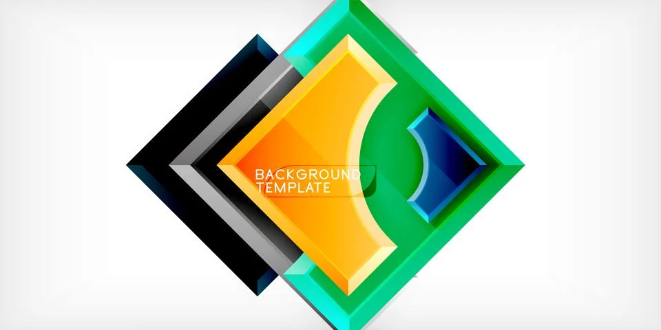 Arrow with round elements. Color geometric shapes background. Vector 스톡 일러스트