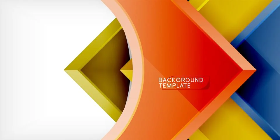 Arrow with round elements. Color geometric shapes background. Vector Stock Illustration