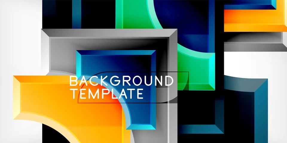 Arrow with round elements. Color geometric shapes background. Vector Stock Illustration