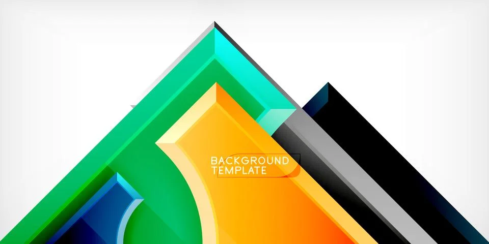 Arrow with round elements. Color geometric shapes background. Vector Stock Illustration