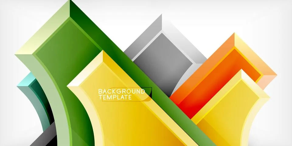 Arrow with round elements. Color geometric shapes background. Vector 스톡 일러스트