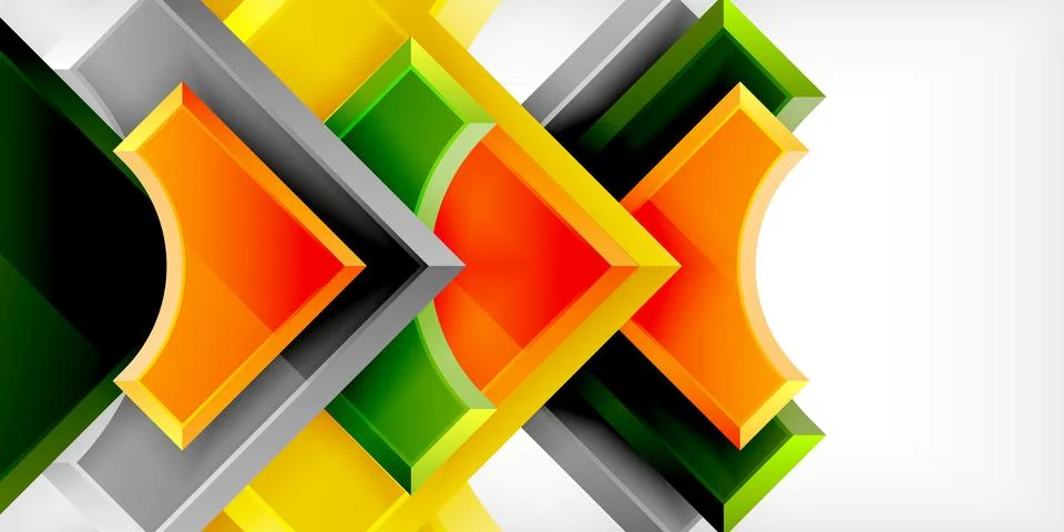 Arrow with round elements. Color geometric shapes background. Vector 스톡 일러스트