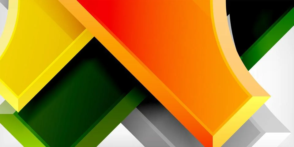 Arrow with round elements. Color geometric shapes background. Vector Stock Illustration