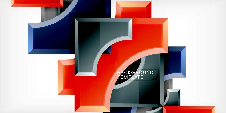 Arrow with round elements. Color geometric shapes background. Vector Illustrazione stock