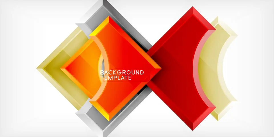 Arrow with round elements. Color geometric shapes background. Vector Illustrazione stock