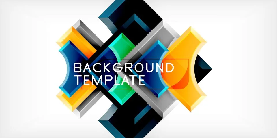 Arrow with round elements. Color geometric shapes background. Vector Stock Illustration