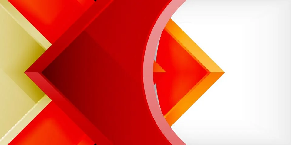 Arrow with round elements. Color geometric shapes background. Vector Stock Illustration