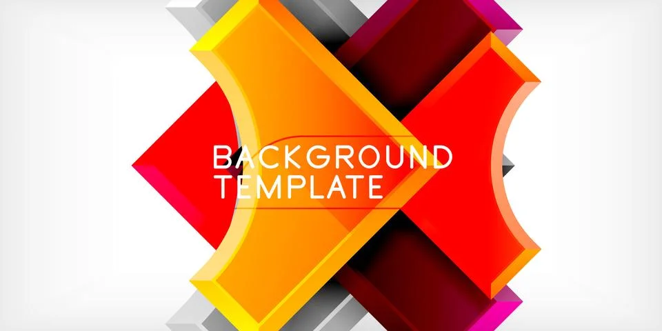 Arrow with round elements. Color geometric shapes background. Vector Illustrazione stock