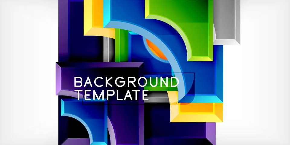 Arrow with round elements. Color geometric shapes background. Vector Stock Illustration