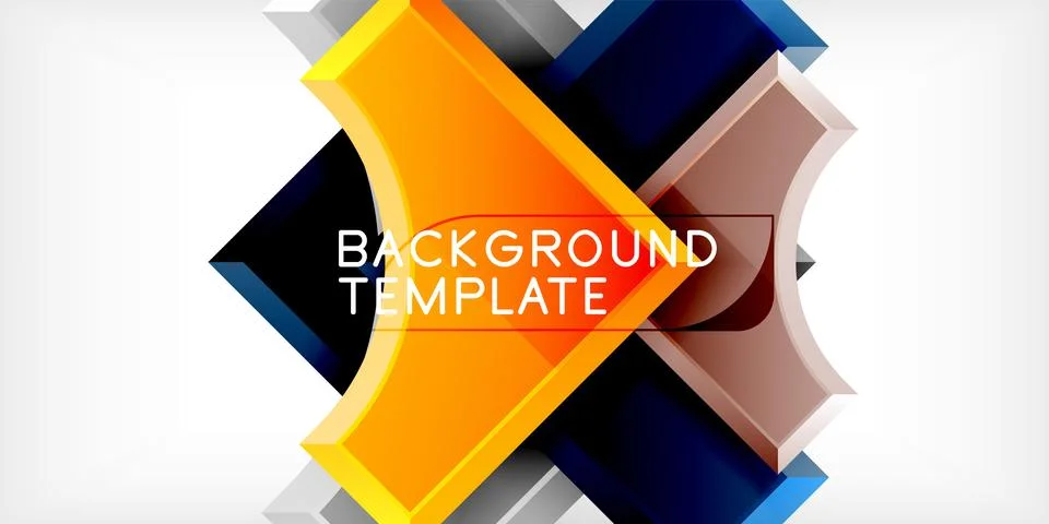 Arrow with round elements. Color geometric shapes background. Vector Illustrazione stock