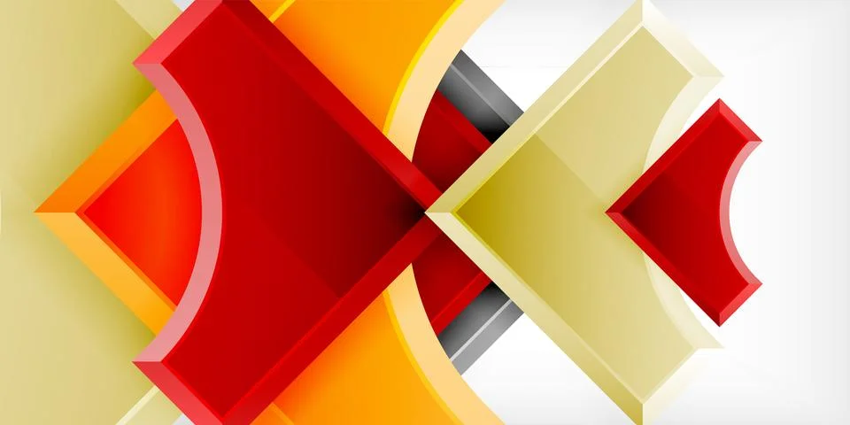 Arrow with round elements. Color geometric shapes background. Vector Stock Illustration