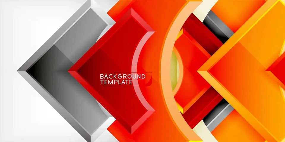 Arrow with round elements. Color geometric shapes background. Vector Stock Illustration