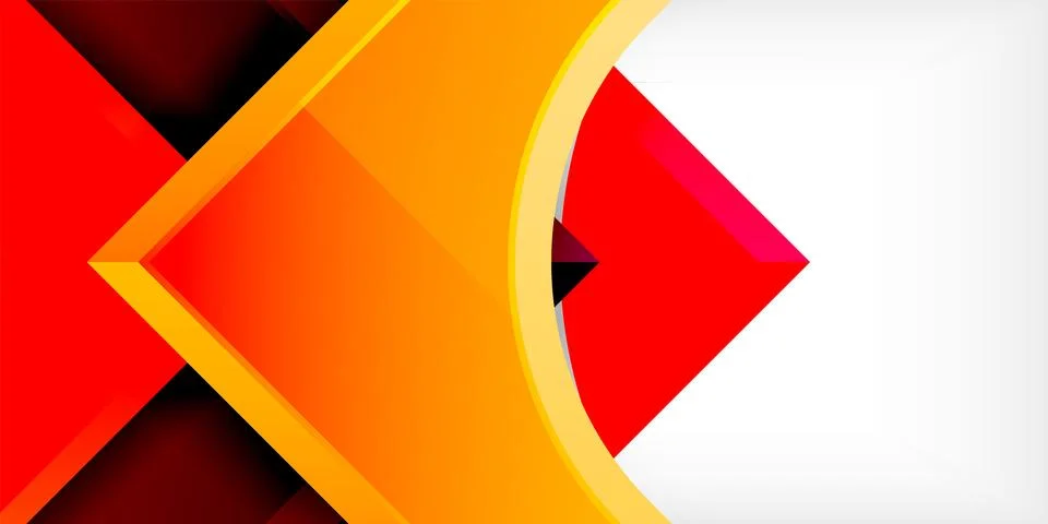 Arrow with round elements. Color geometric shapes background. Vector Illustrazione stock